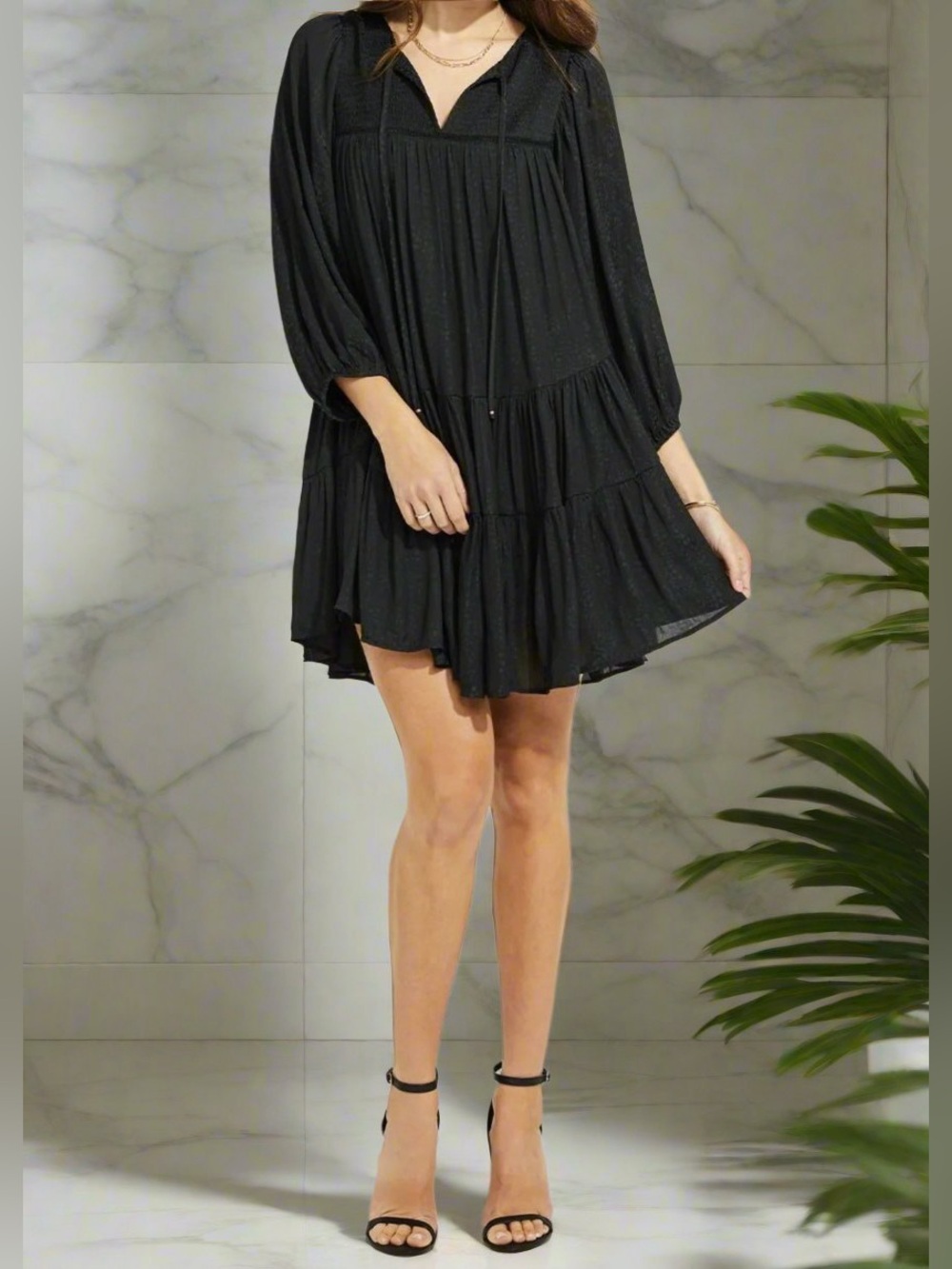 Gentle Fawn Cadence Black Tiered Babydoll Dress - Women’s Small